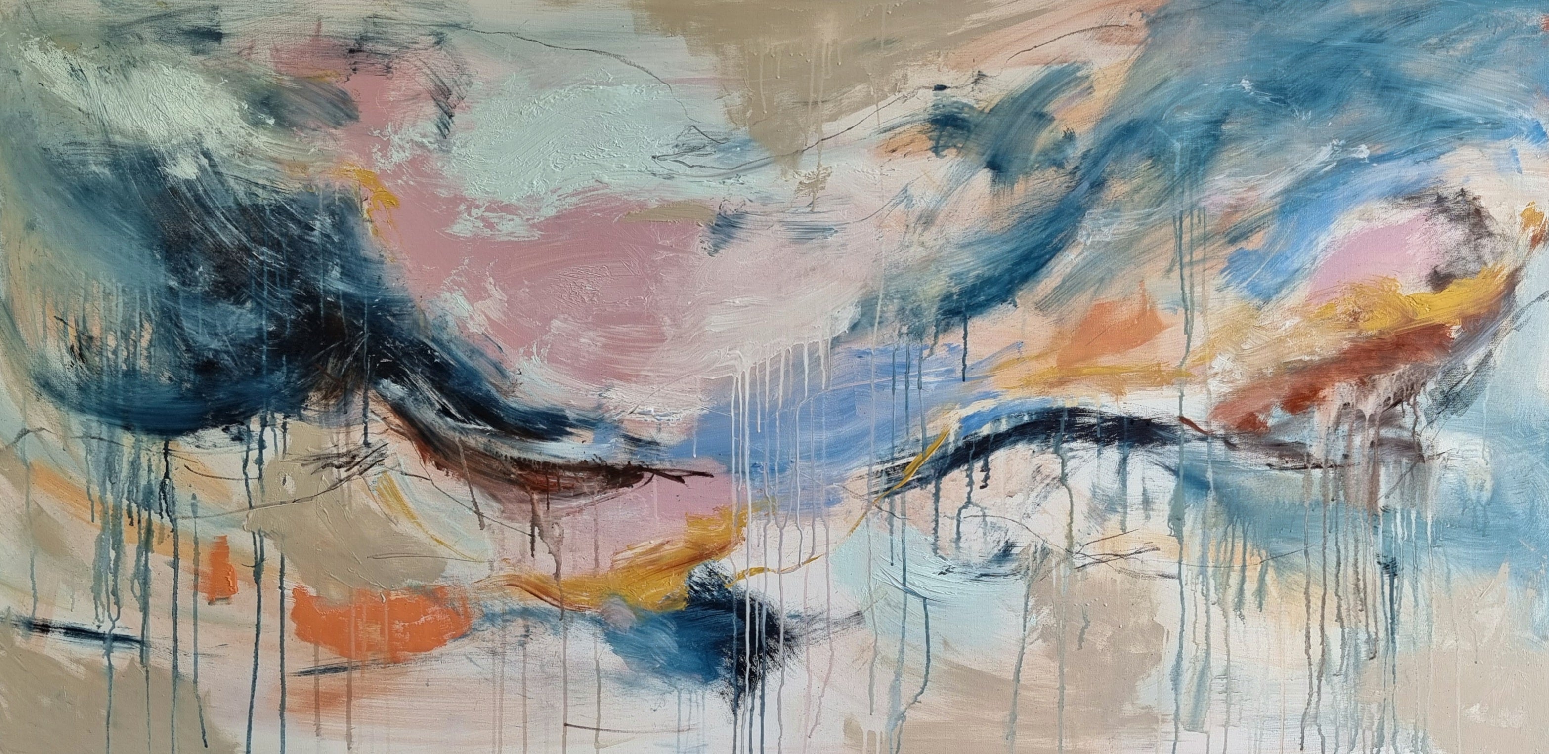 Blue Clouds, Pink Skies...182cm x 90cm Original Art