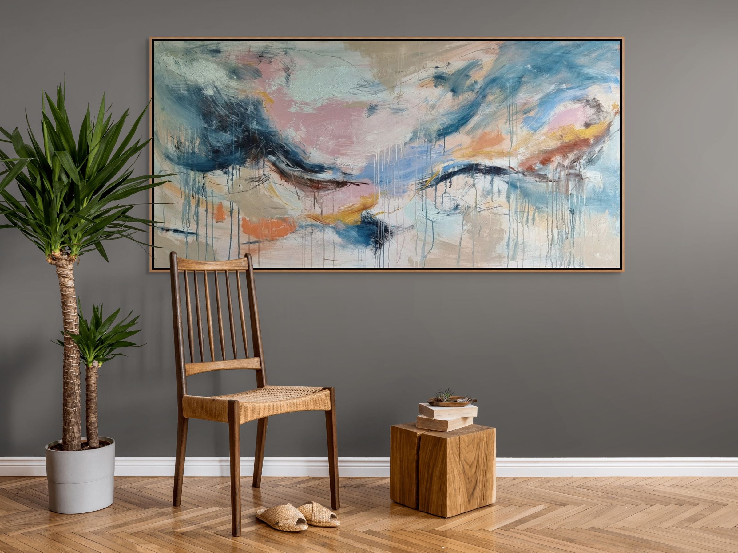 Blue Clouds, Pink Skies...182cm x 90cm Original Art