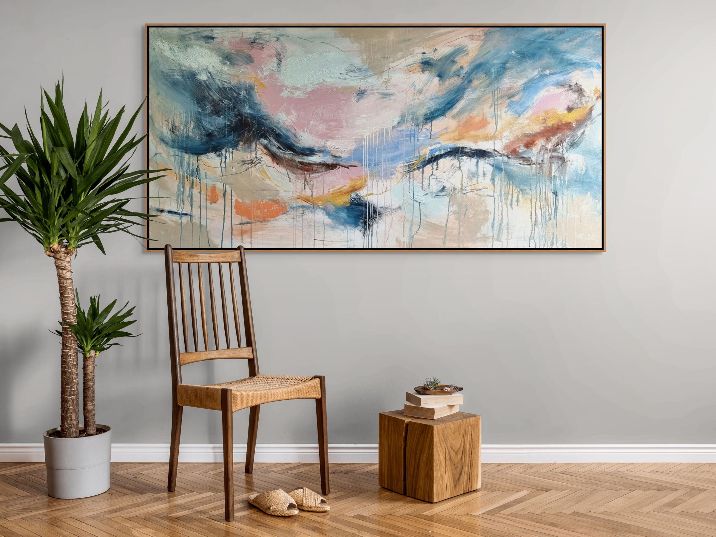 Blue Clouds, Pink Skies...182cm x 90cm Original Art