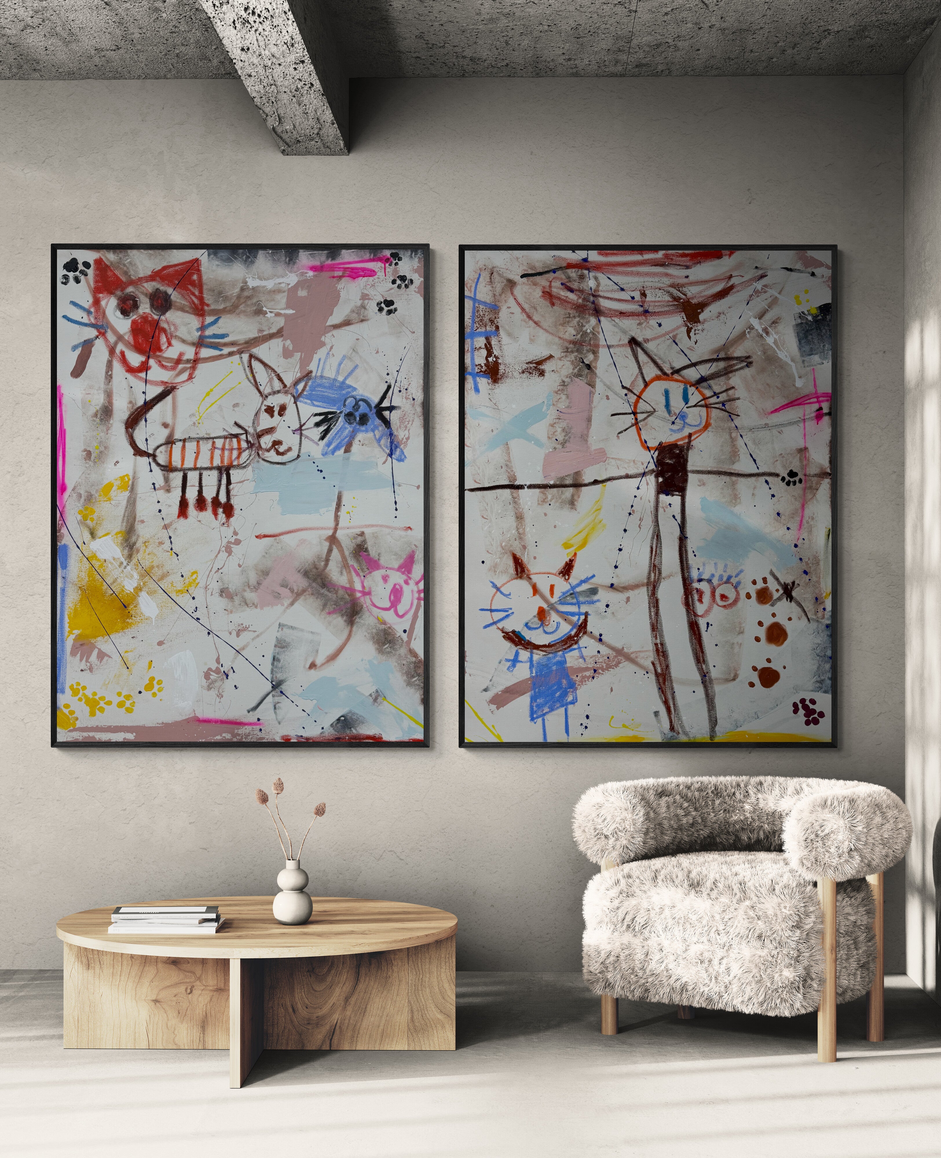 Cat Family- Original Art 100cm x 100cm