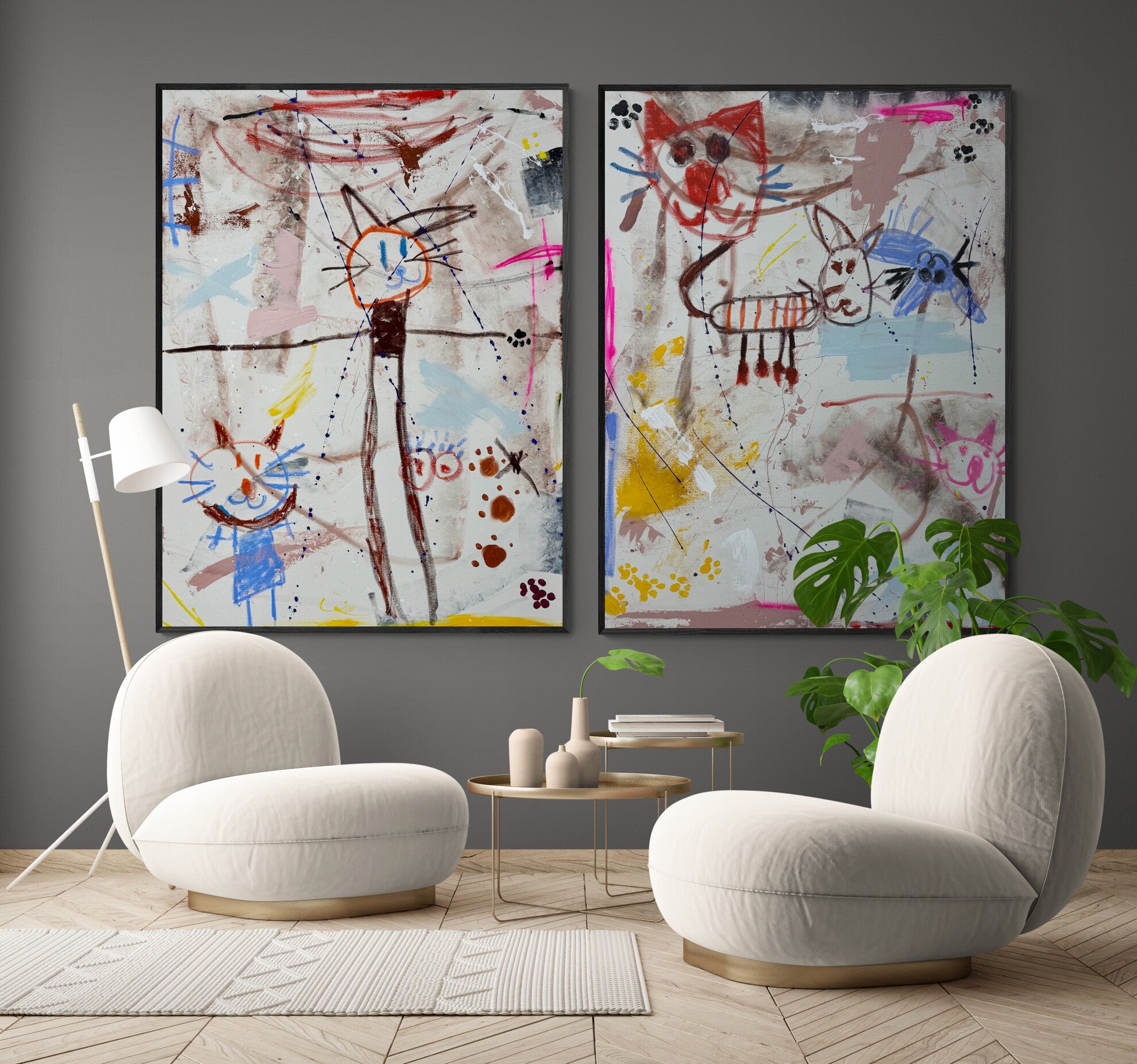 Cat Family- Original Art 100cm x 100cm