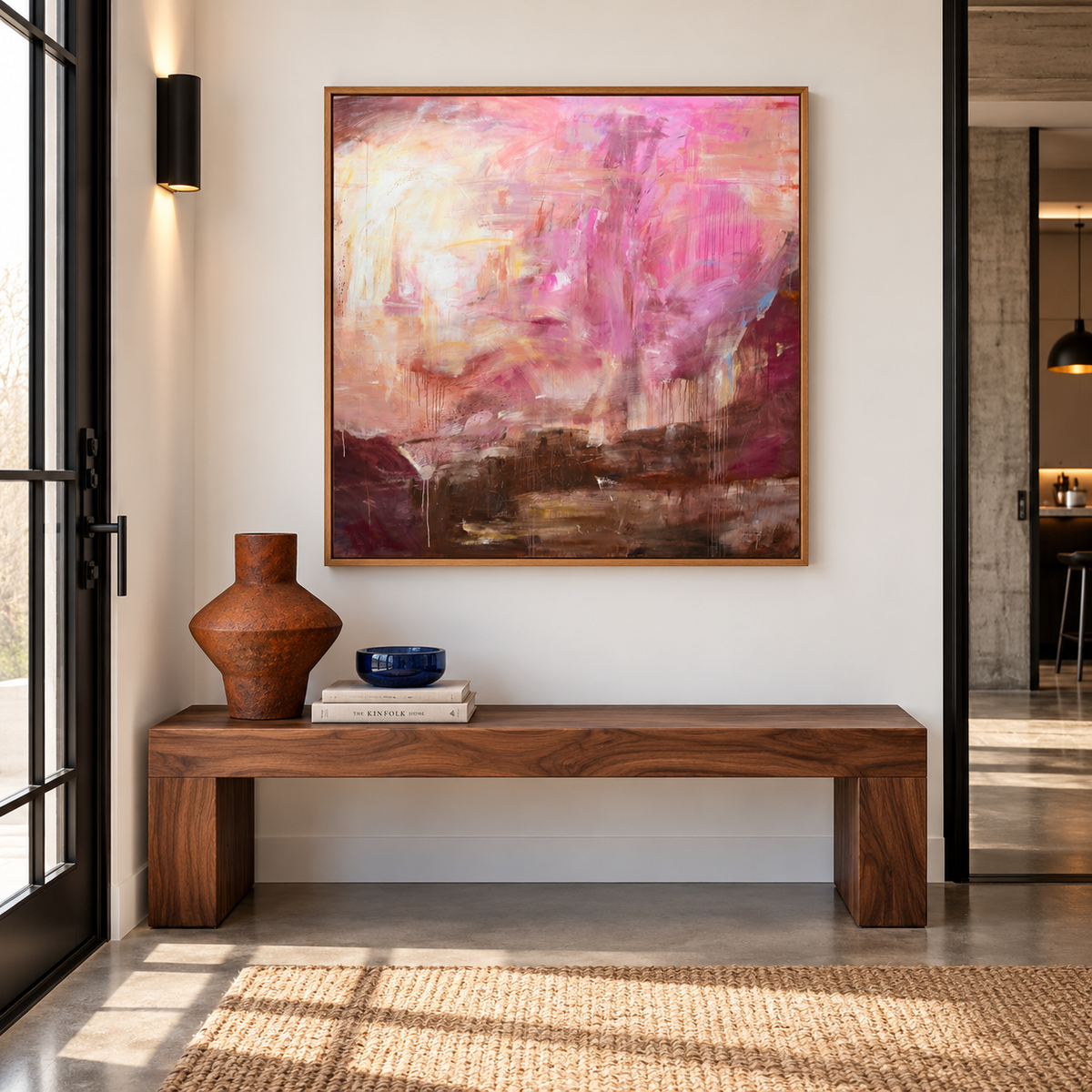The Bay of Fires in natural oak frame, interior mockup