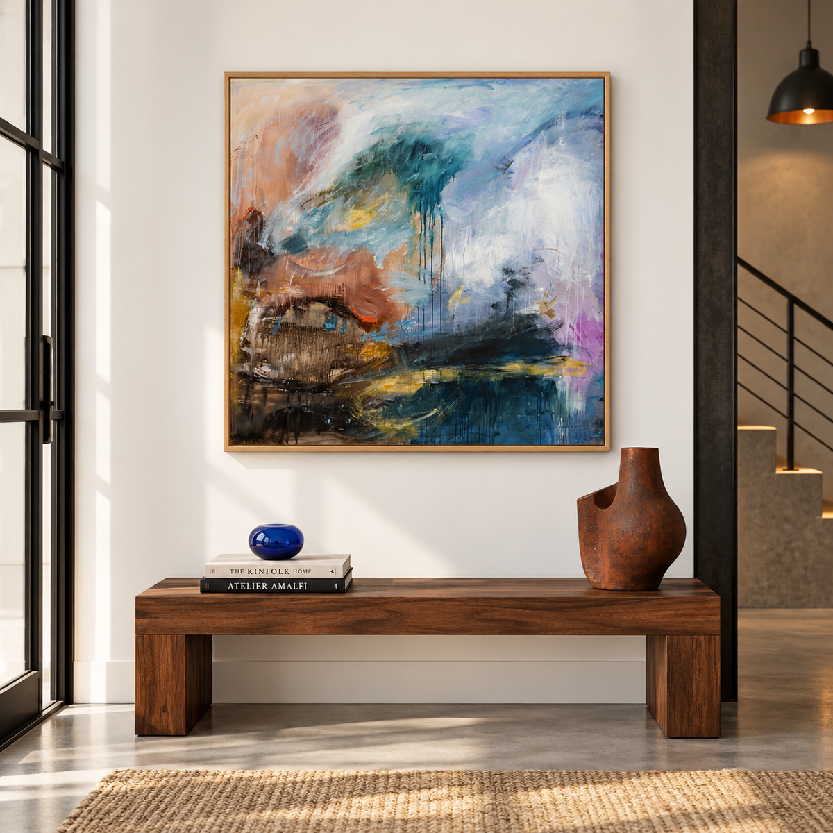 Van Diemen's in natural oak frame, interior mockup